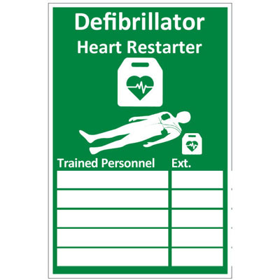 AED TRAINED PERSONNEL SIGN